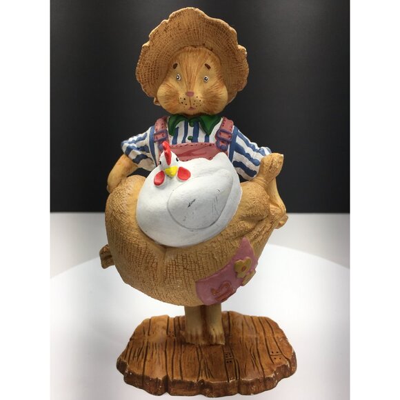 Dept 56 General Store Bunny Rabbit Figurine Holding Chicken & Seeds Easter Decor - Picture 1 of 13